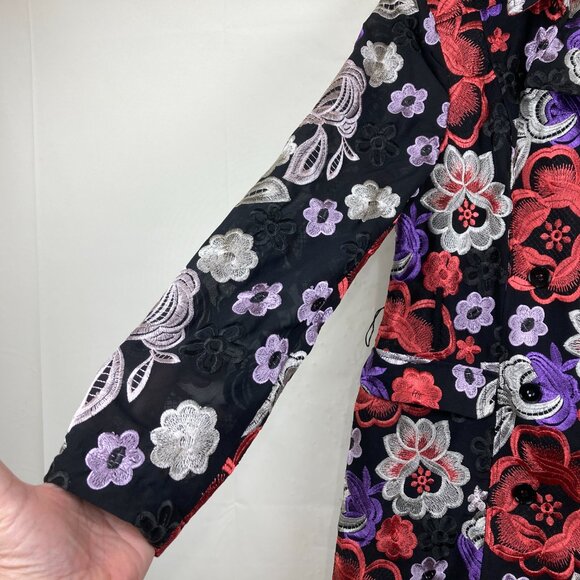 Inc International Concept Sz S Semi Sheer Floral Embroidered Blazer Jacket - Picture 4 of 7